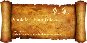 Vankó Henrietta névjegykártya